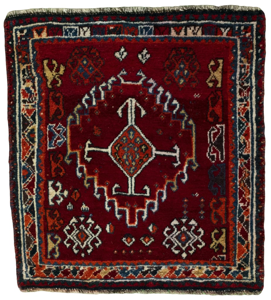 Shiraz Tappeto 60x60 Rosso (Iran) Annodato A Mano
