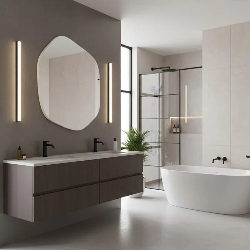 Specchio Board irregolare in polistirene bianco opaco 100 x 90 cm