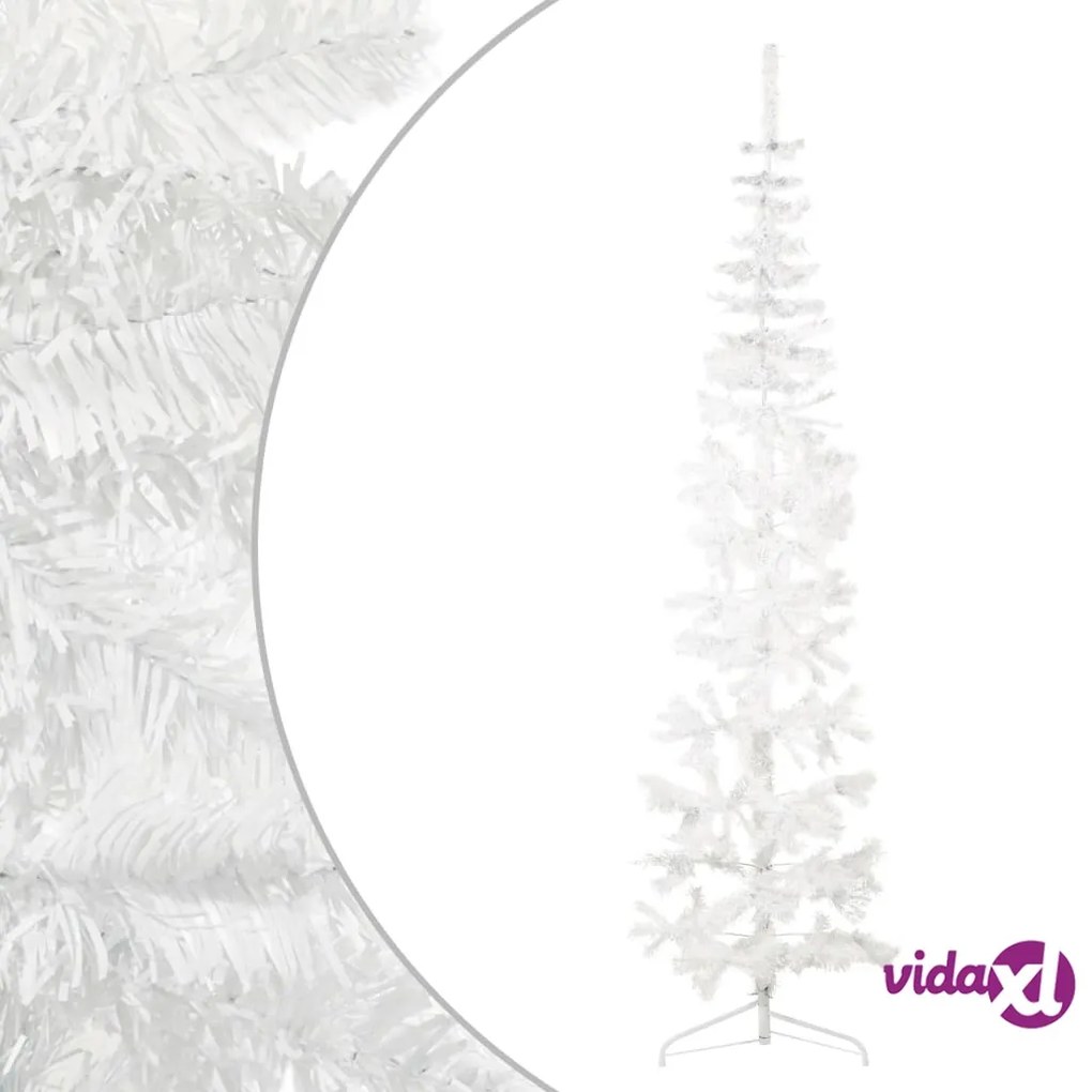 vidaXL Albero Natale Artificiale Sottile a Metà Supporto Bianco 240 cm