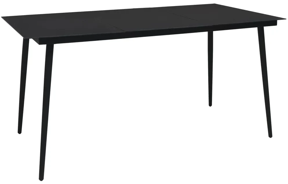 Tavolo da giardino nero 150x80x74 cm in acciaio e vetro