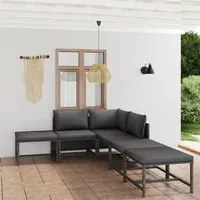 Set Divani da Giardino 6 pz con Cuscini in Polyrattan Grigio cod mxl 36947