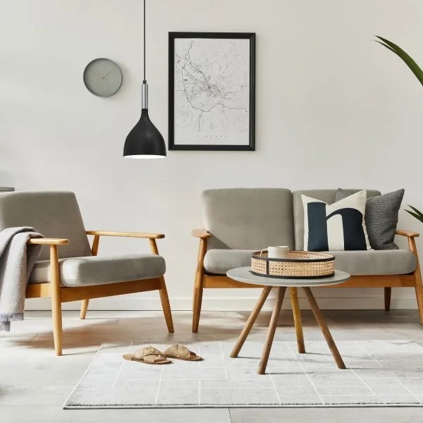 Lampadario a sospensione con filo NOAK 1xE27/15W/230V nero/cromo