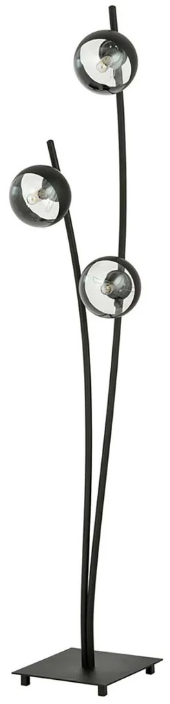 Piantana Contemporaneo Oceano Acciaio Nero Trasparente 3 Luci E14 Ip20