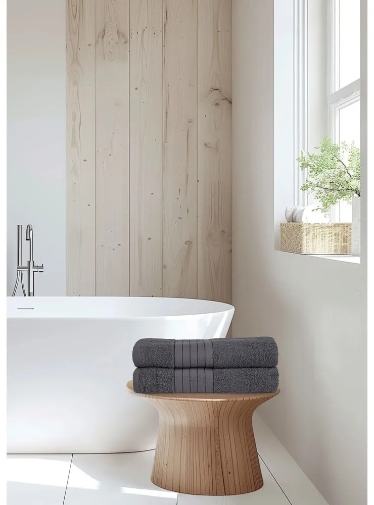 Set di 2 asciugamani in spugna di cotone antracite 70x140 cm - Good Morning