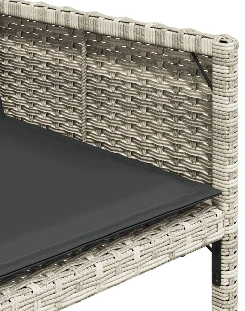 Set da pranzo da giardino 15 pz con cuscini grigio polyrattan
