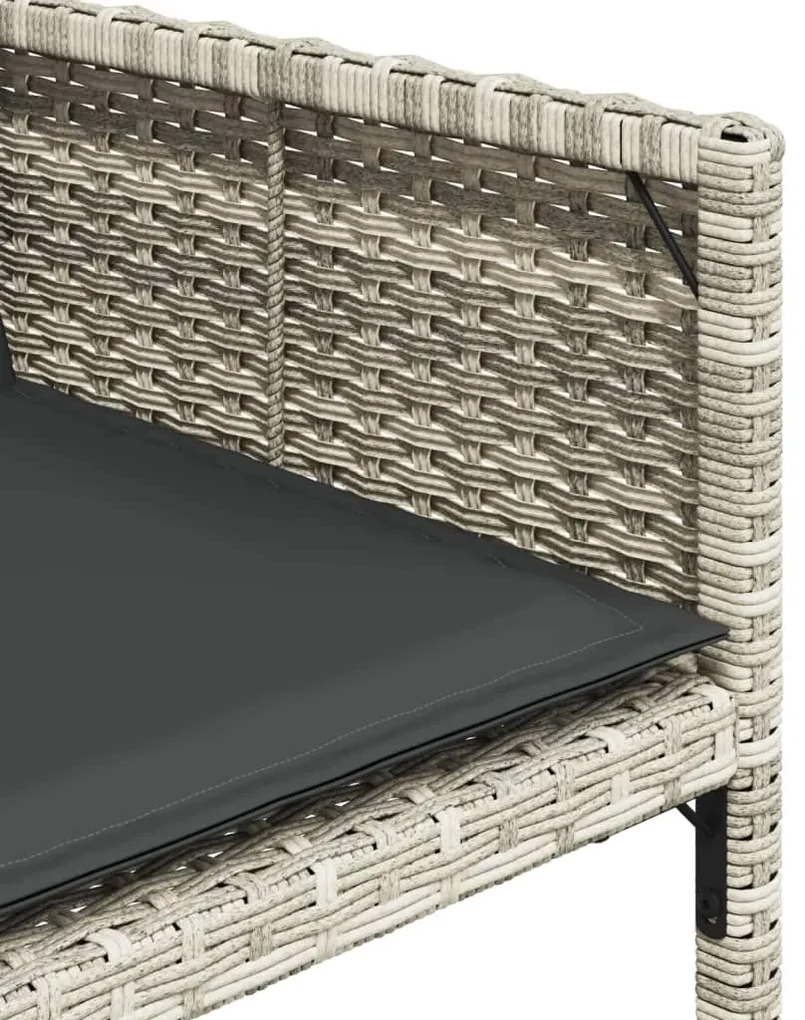 Set da pranzo da giardino 15 pz con cuscini grigio polyrattan