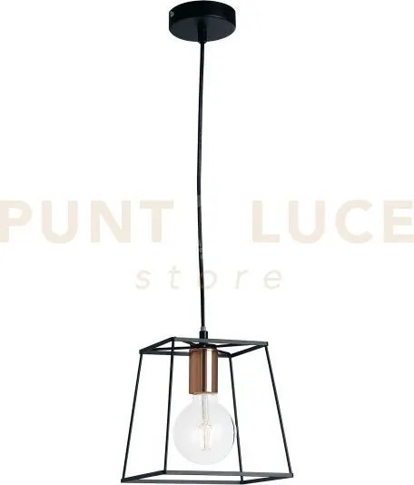Lampadario a sospensione harlem nera e rame 1 luce attacco e27 22x2...