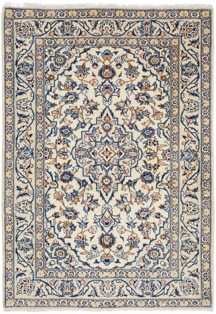 Kashan Tappeto 100 x 140 Beige (Iran) Annodato A Mano