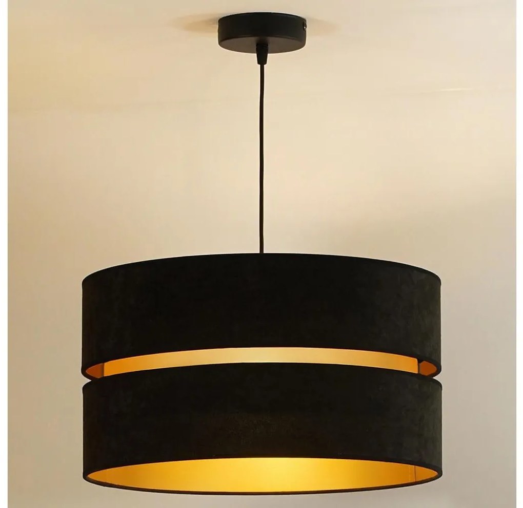 Duolla - Lampadario a sospensione con filo DUO 1xE27/15W/230V diametro 40 cm nero/oro