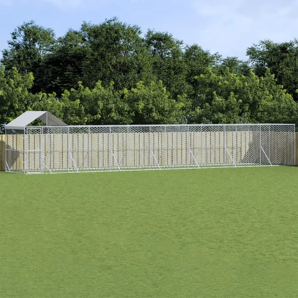 Cuccia Cani Da Esterno Tetto Argento 14x2x2,5 M Acciaio Zincato /