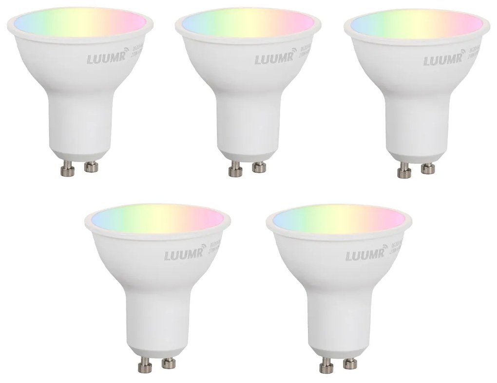 Set di 5 Lampadine LED intelligenti GU10 50mm dimmerabili opale 4.7W 400lm 2700-6500K