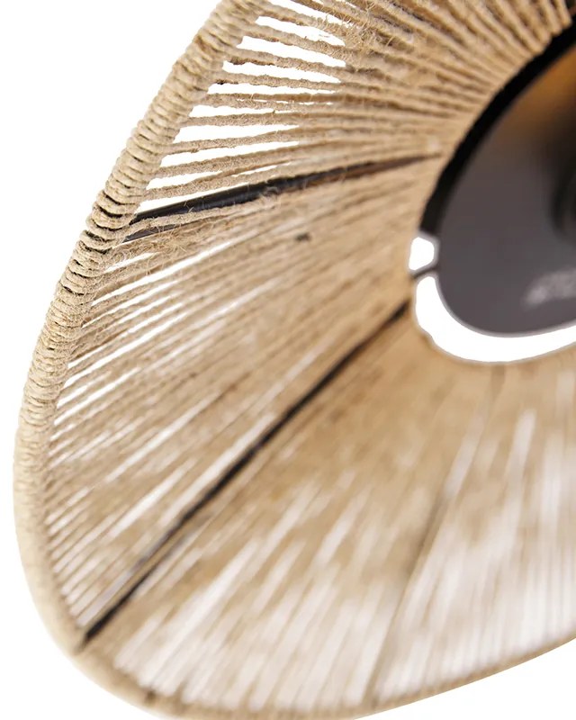 Plafoniera rustica nera con corda - Sacha