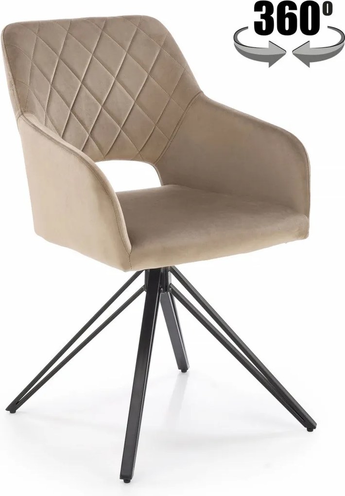 Sedia girevole K535 velluto beige