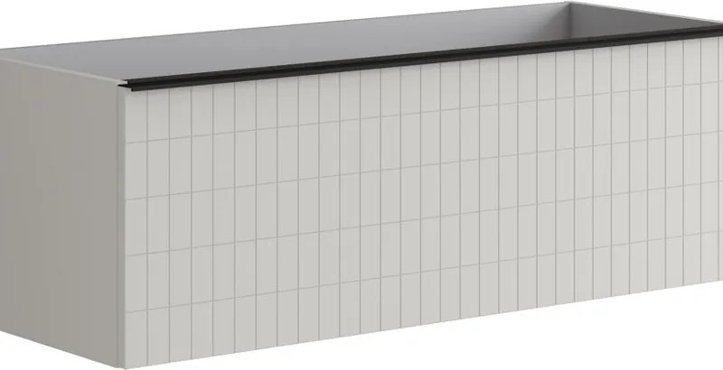 Mobile da bagno sospeso sotto lavabo Pixel grid 2 cassetti L 120 x H 40 x P 45.5 cm grigio pastello e maniglia alluminio nero opaco