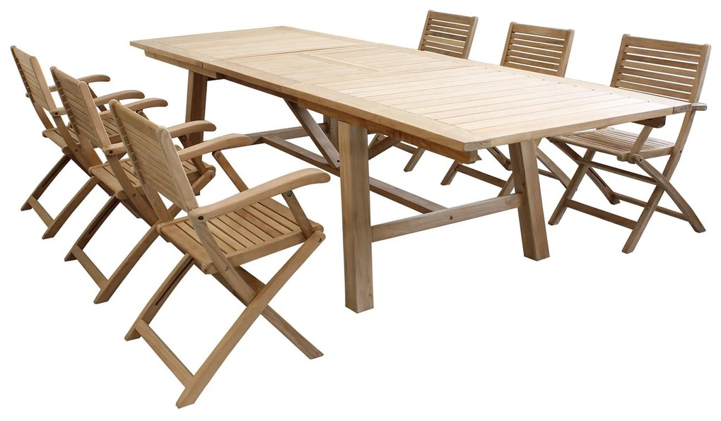 ORATOR - set tavolo in teak cm 160/240 x 90 x 77 h con 6 poltrone Orator