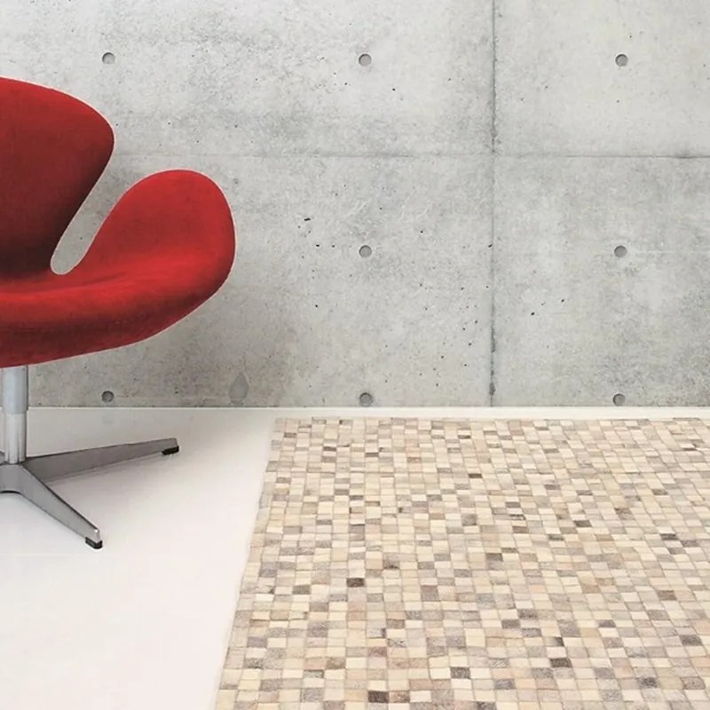 Tappeto Leath patchwork in cuoio grigio L 200 x L 140 cm