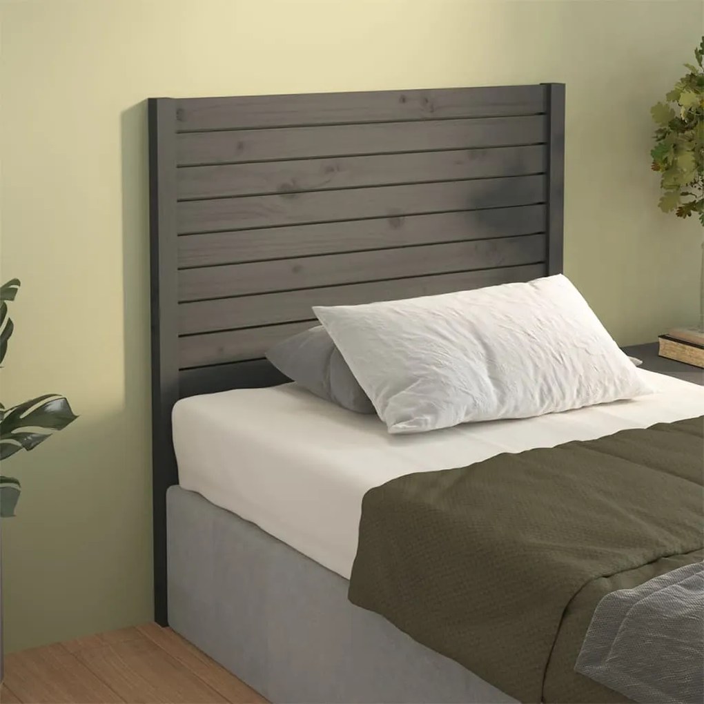 Testiera Per Letto Grigia 81x4x100 Cm İn Legno Massello Di Pino /