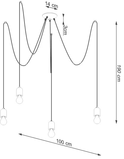 Sollux SL.1161 - Lampadario a sospensione con filo NESO 5xE27/15W/230V ragno calcestruzzo