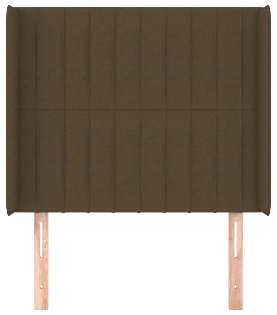 Testiera ad orecchio marrone scuro 103x16x118/128 cm in tessuto