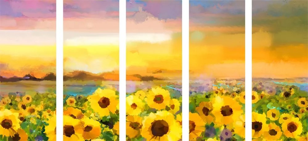 Quadri 5 pezzi – Campo di girasoli