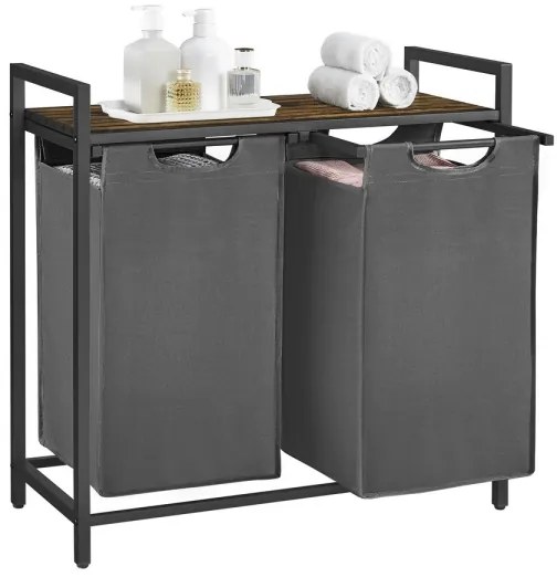 Cesto portabiancheria REX marrone/grigio