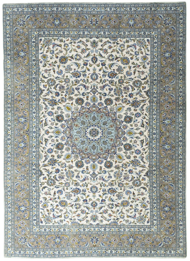 Kashan Tappeto 250x340 Beige (Iran) Annodato A Mano