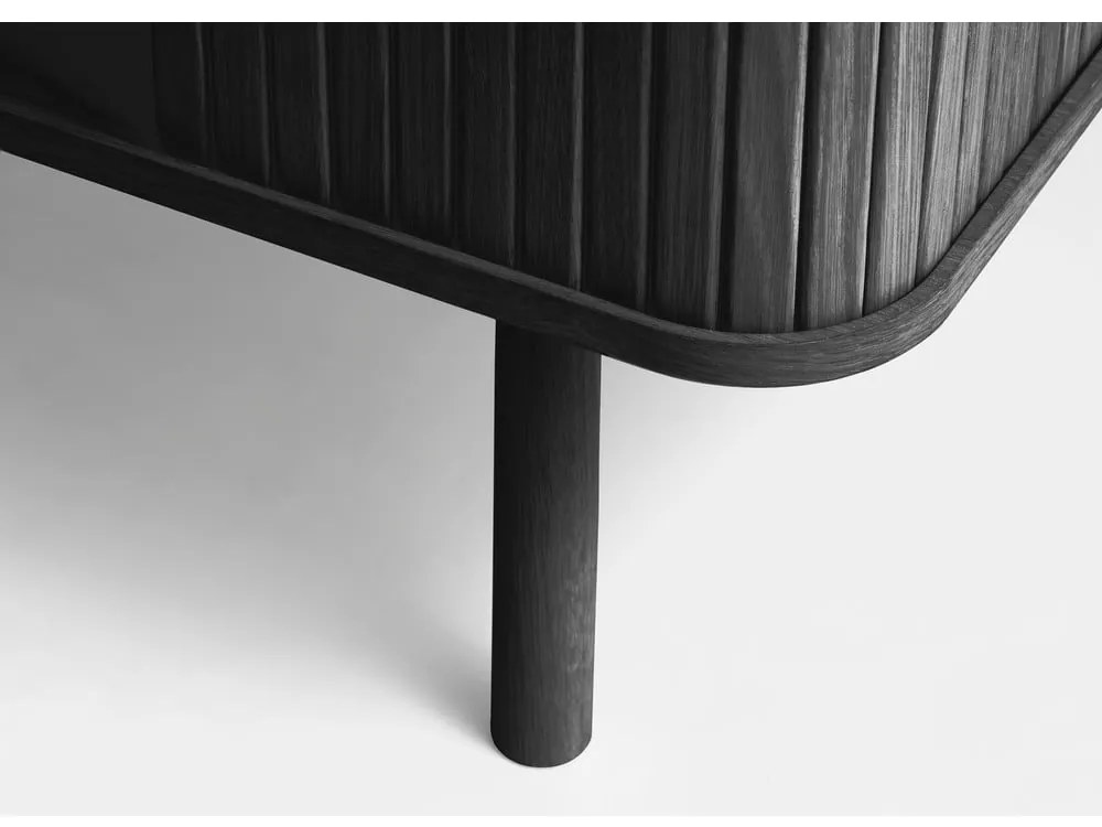 Cassettiera bassa nera in rovere con ante scorrevoli 76x160 cm Cavo - Unique Furniture