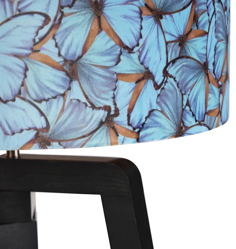Lampada da terra a treppiede nera con paralume a farfalla 50 cm - Puros