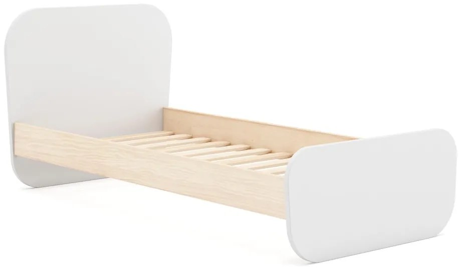 Letto da bambini bianco con effetto pino con rete inclusa 90x190 cm Esteban – Marckeric