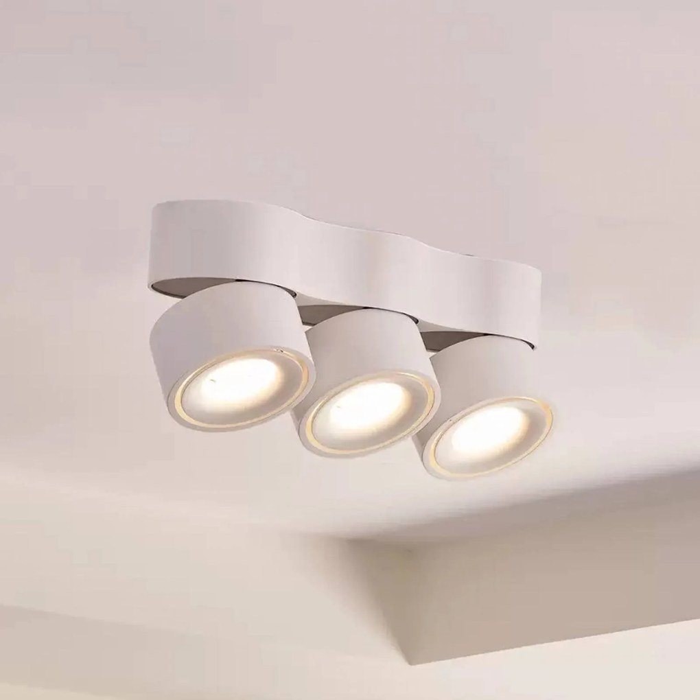 Faretto a soffitto LED Rotari Arcchio, dimmerabile, Bianco / Opale, Soggiorno / Sala da pranzo, Alluminio, Moderno, Plafoniera LED