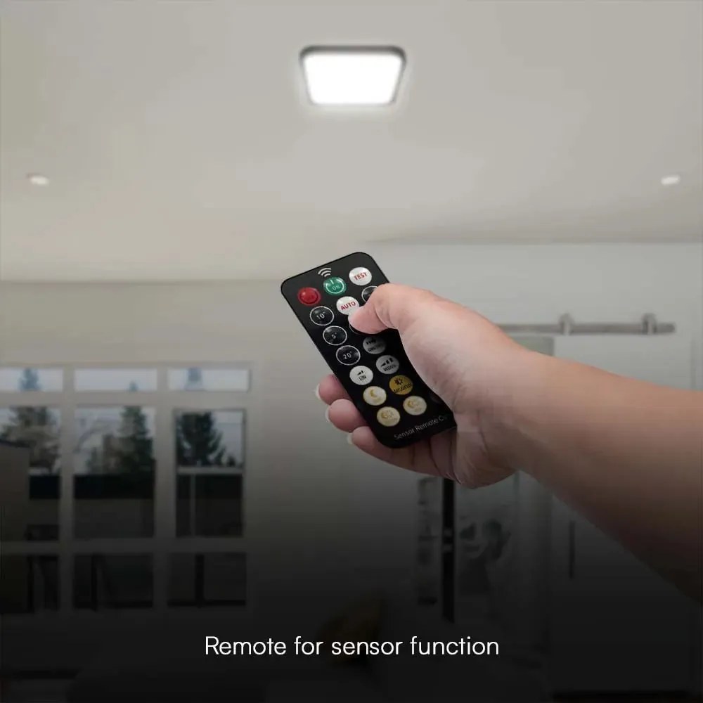 Plafoniera LED V‑TAC 18 W quadrata nera – Chip Samsung, sensore + telecomando