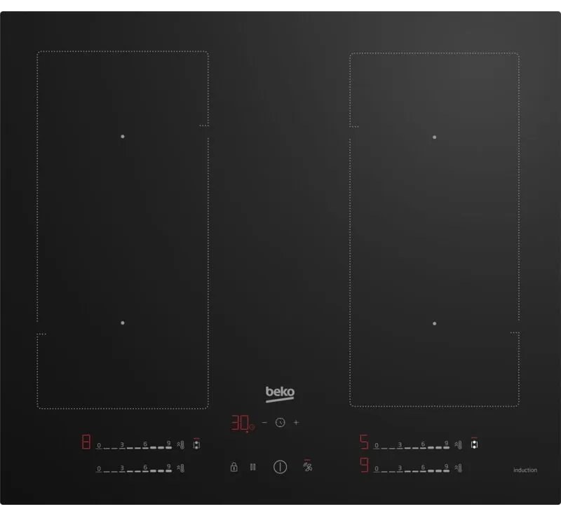 Hii 64720 UF2T: Piano a Induzione, 4 Zone con 2 Sezione IndyFlex, 60 cm. Colore del prodotto: Nero, Posizionamento dell'apparecchio: Da incasso,