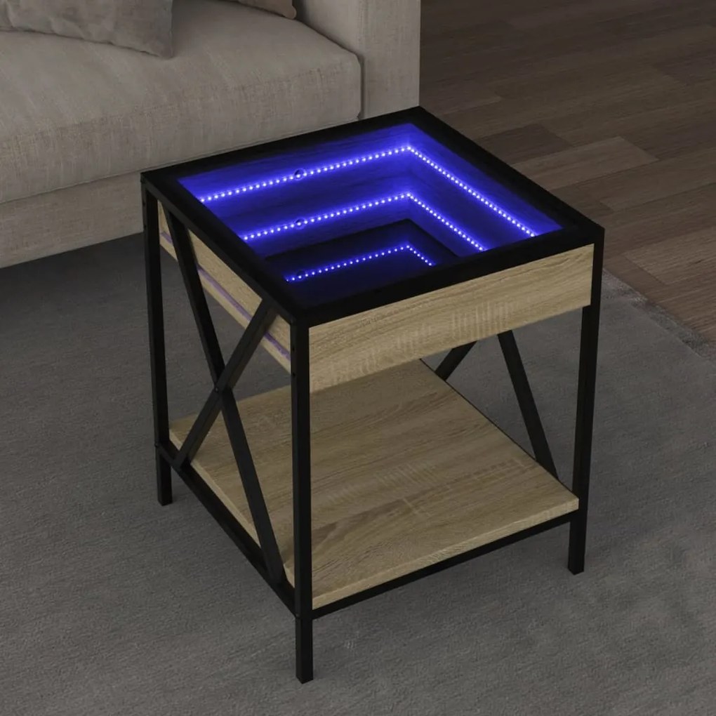 Tavolino Da Salotto Con Led Infinity Rovere Sonoma 40x40x49 Cm /