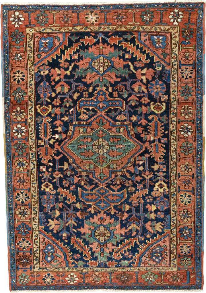 Heriz Tappeto persiano 140x200 Blu (Iran) Annodato A Mano