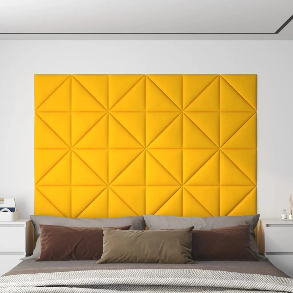 Pannelli Murali 12 Pz Gialli 30x30 Cm Velluto 0,54 M² /