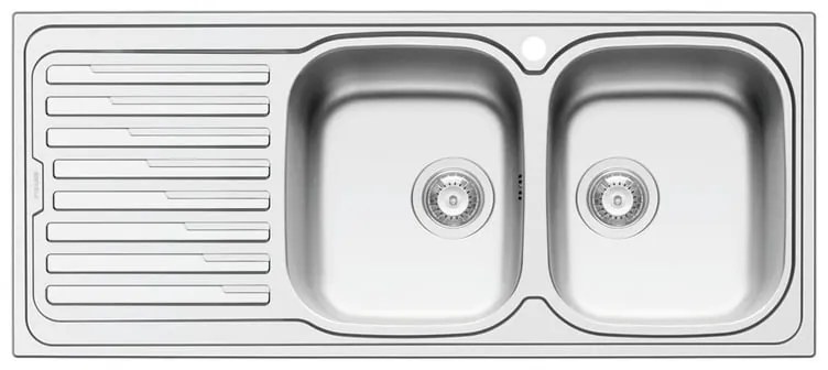 Lavello integrato 2 vasche in inox argento DELINIA Amaltia Dekor L 50 x L 116 cm