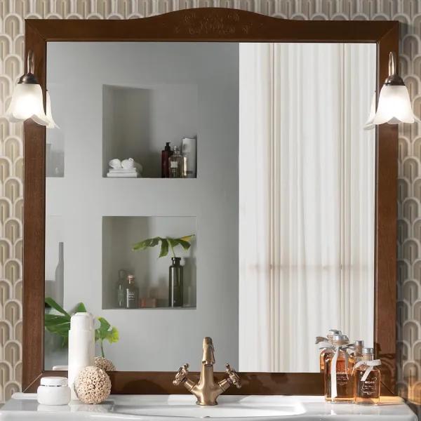 Specchio da bagno in stile classico con 2 applique ANNA 100 noce