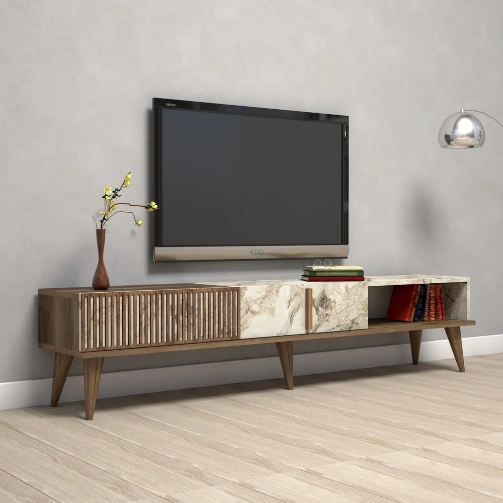 Mobile TV colore naturale in marmo 180x40 cm Milan - Kalune Design
