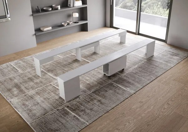 Seduta allungabile fino a 300 cm per tavolo consolle ELIA Bianco Frassino