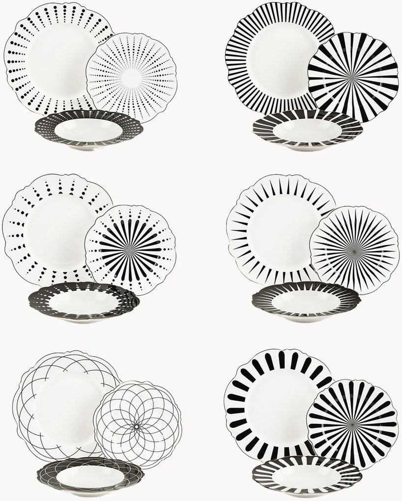 Servizio di piatti in New Bone China Alice, 6 persone, set da 18