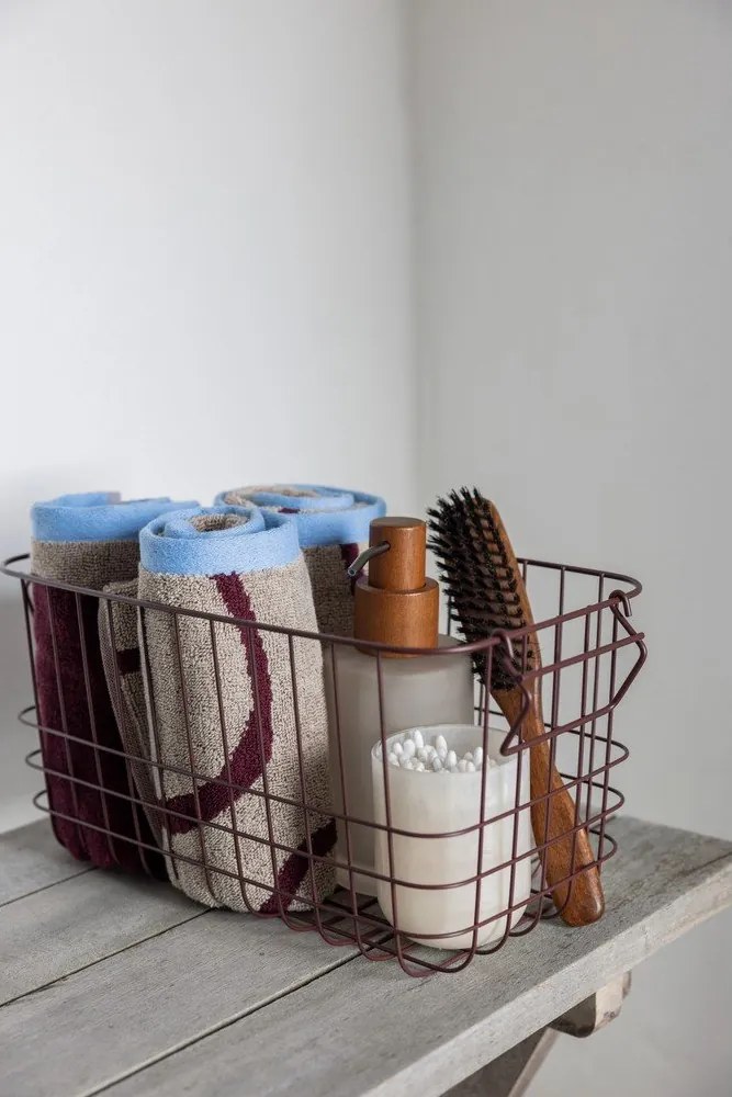 Set di asciugamani tipo terry burgundy/greige in cotone organico 2 pz 40x55 cm Nova Arte – Mette Ditmer Denmark