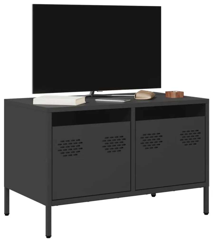 Mobile Tv Nero 68x39x43,5cm İn Acciaio Laminato A Freddo /