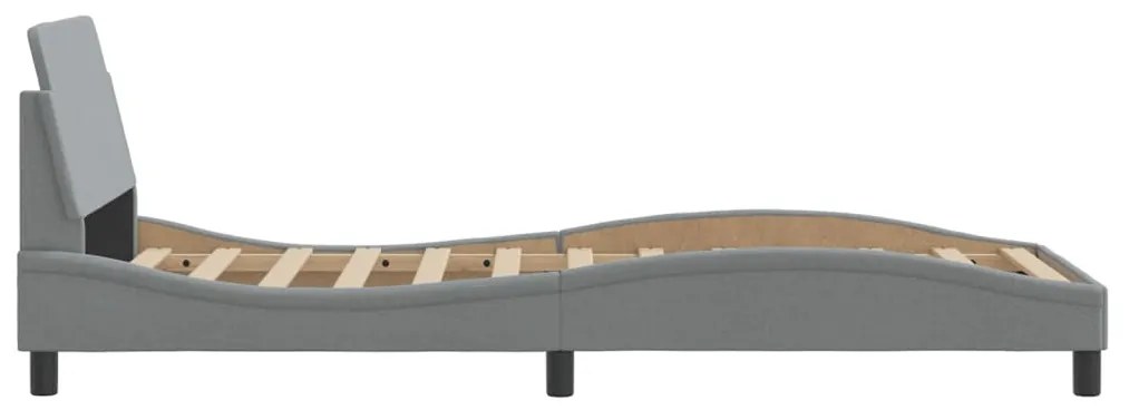 Giroletto con testiera grigio chiaro 90x200 cm in tessuto