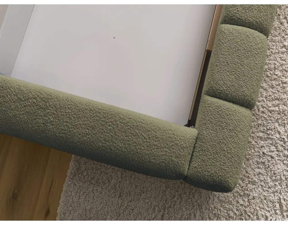 Letto matrimoniale imbottito verde contenitore e rete inclusi 160x200 cm Denali - Bobochic Paris