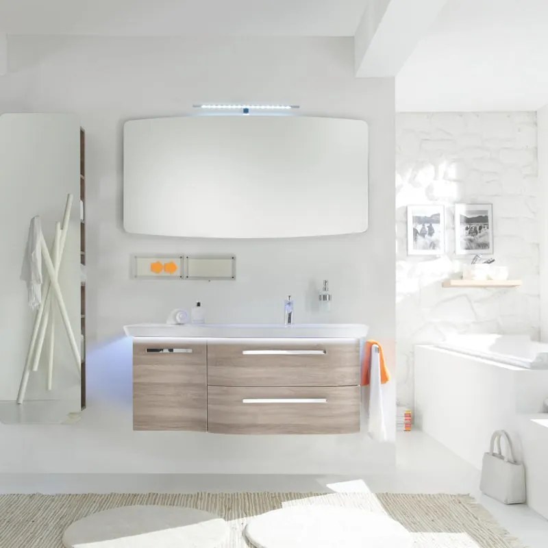 Mobile da bagno sotto lavabo PELIPAL Contea bianco L 117 x H 48 x P 48 cm 2 cassetti 1 anta, lavabo non incluso