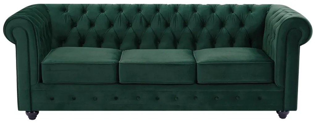 Divano 3 posti in Velluto Verde - CHESTERFIELD