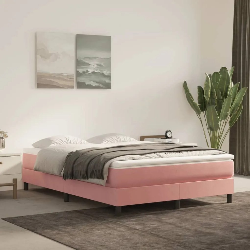 Materasso A Molle Insacchettate Rosa 140x220x20 Cm İn Velluto /