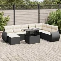 Set Divani da Giardino 9 pz con Cuscini Nero in Polyrattan 3326687