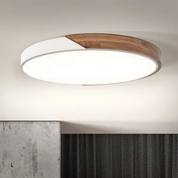 Brilagi - Plafoniera LED dimmerabile PILANA LED/60W/230V rovere/bianco Ø 60 cm + telecomando