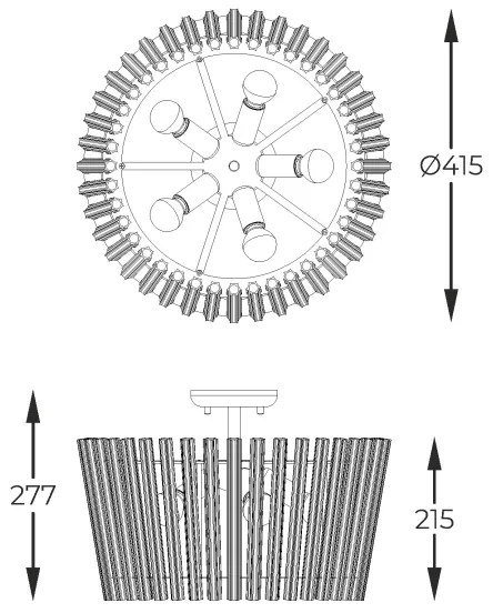 Zuma Line C0547-05H-F9AC - Lampadario a plafone BACH 5xE14/40W/230V oro